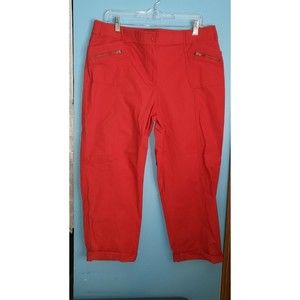 Chico's Ripstop Utility Crop Pants WOMEN'S Size‎ 2.5 Large Saucy Red Pockets NWT